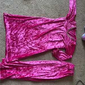 Vibrant Pink Velvet Dress and Pants Set sz 40 chest